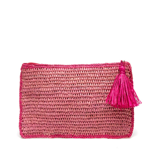 Raffia Pouch – Solid Pink