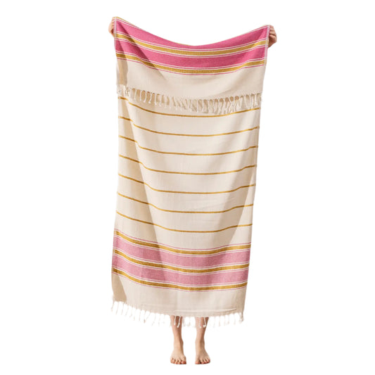 Pink and Gold Stripe Fouta Towel