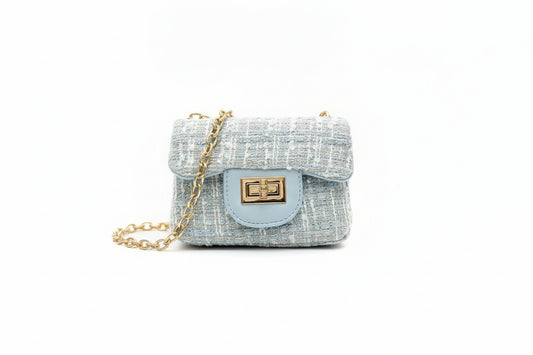 Children's Powder Blue Tweed Purse