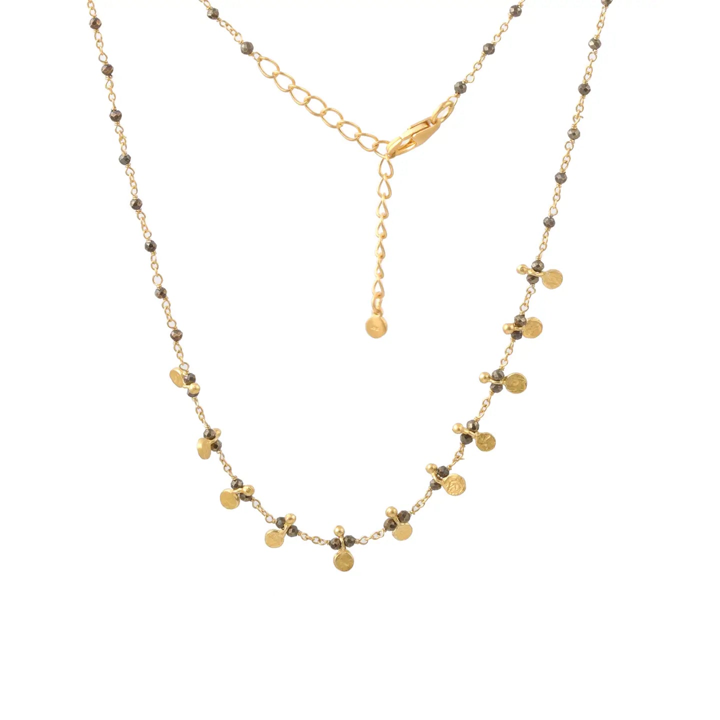 Pyrite Necklace with Gold Discs