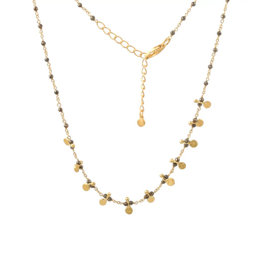 Pyrite Necklace with Gold Discs