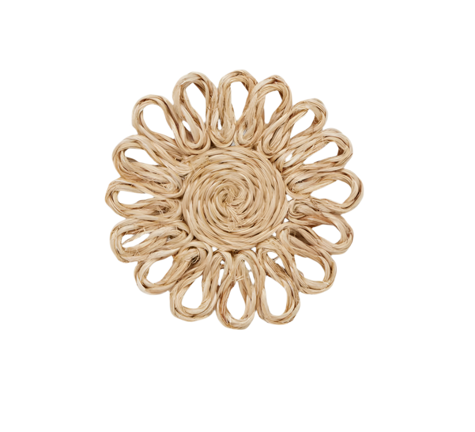 Raffia Floral Coasters in Natural