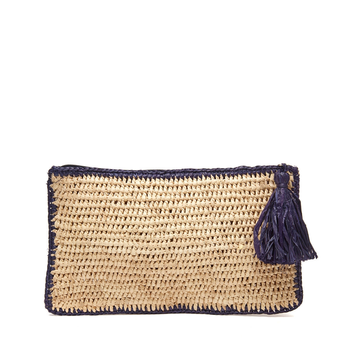 Raffia Pouch – Navy and Natural