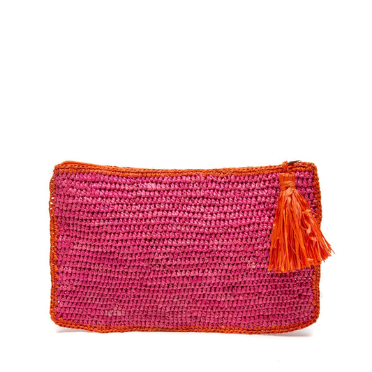 Raffia Pouch – Pink and Orange