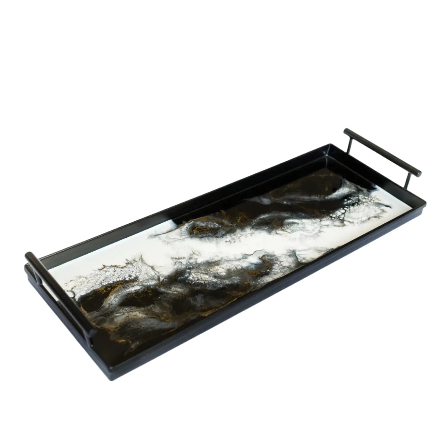 Rectangular Metal Resin Tray – Onyx