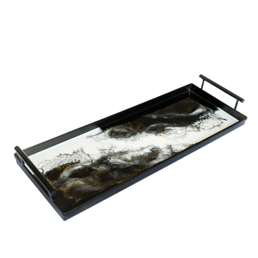 Rectangular Metal Resin Tray – Onyx
