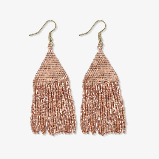 Rose Gold Beaded Fringe Earring