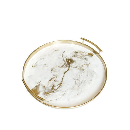 Round Gold Tray – Gold Quartz
