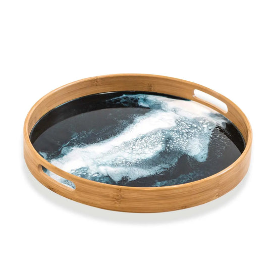 Round Tray – Navy and White