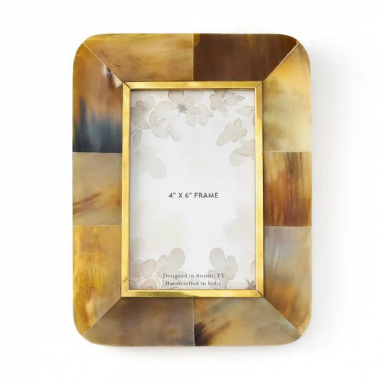 Horn and Brass Rounded Edge Photo Frame - 4 x 6