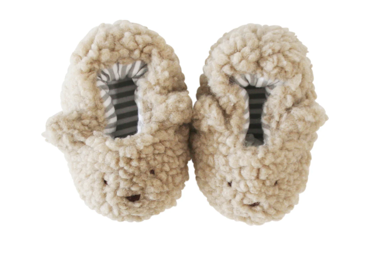 Sherpa Booties – Oatmeal Bear