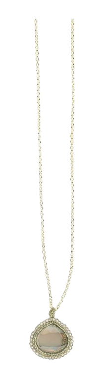Necklace with Smokey Quartz and Gold Cord