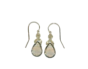 Earring - Smokey quartz earrings with Woven Gold Cord