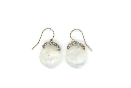 Rainbow Moonstone Earring with Pearls