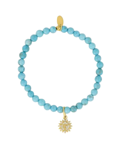 Turquoise Beaded Sunshine Charm Bracelet