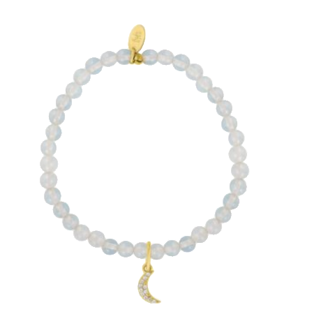 Opalite Beaded Moon Charm Bracelet