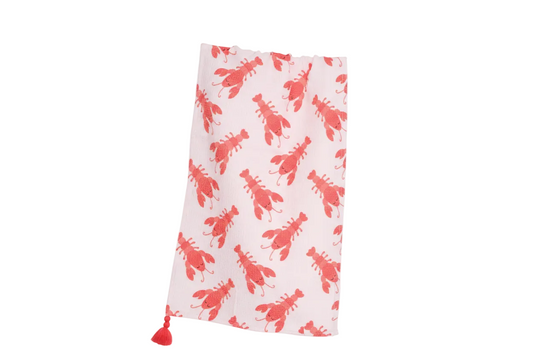 White and Red Lobster Tea Towel