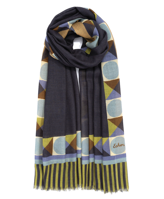 Geometric Wrap - Navy