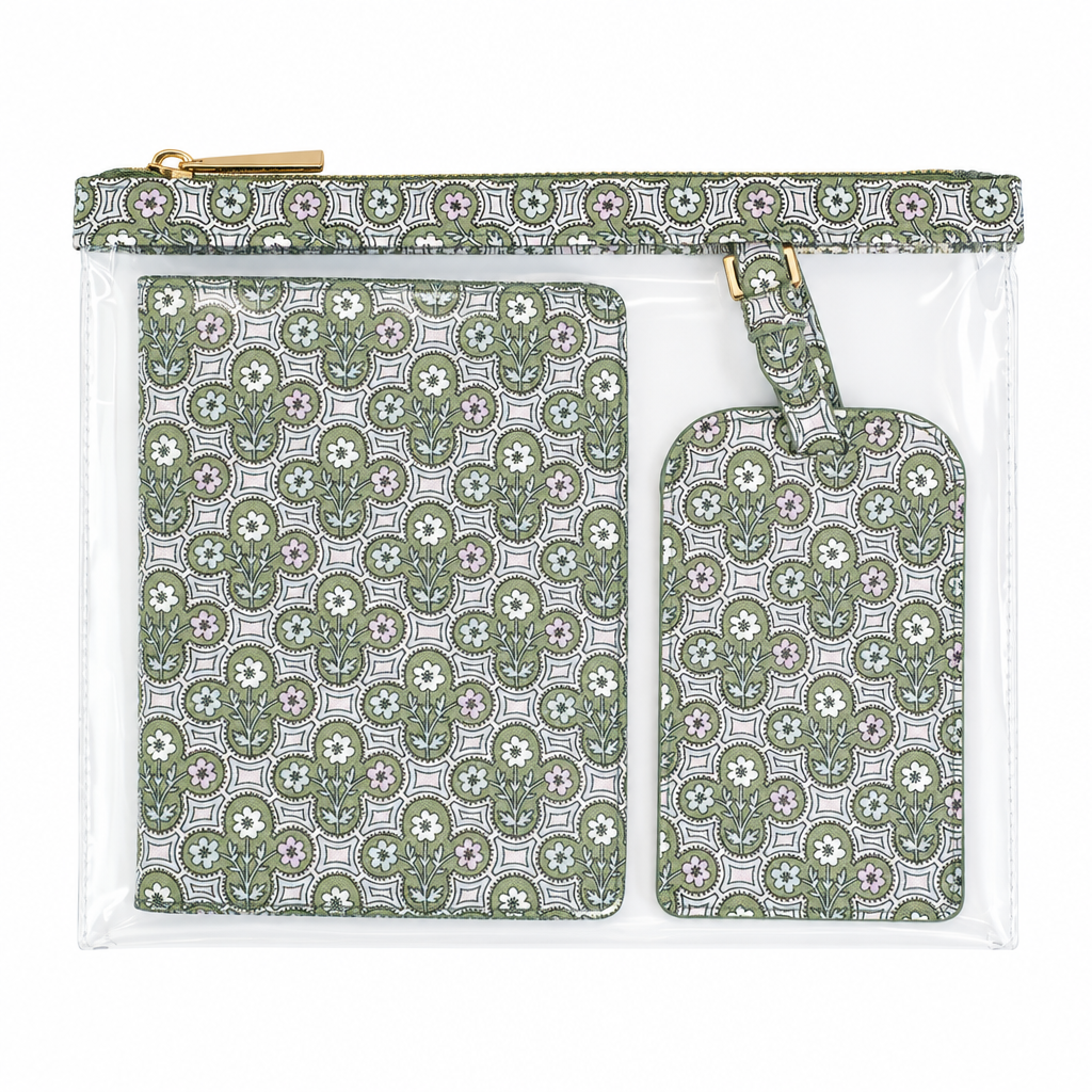 3 Piece Travel Set- Green Floral
