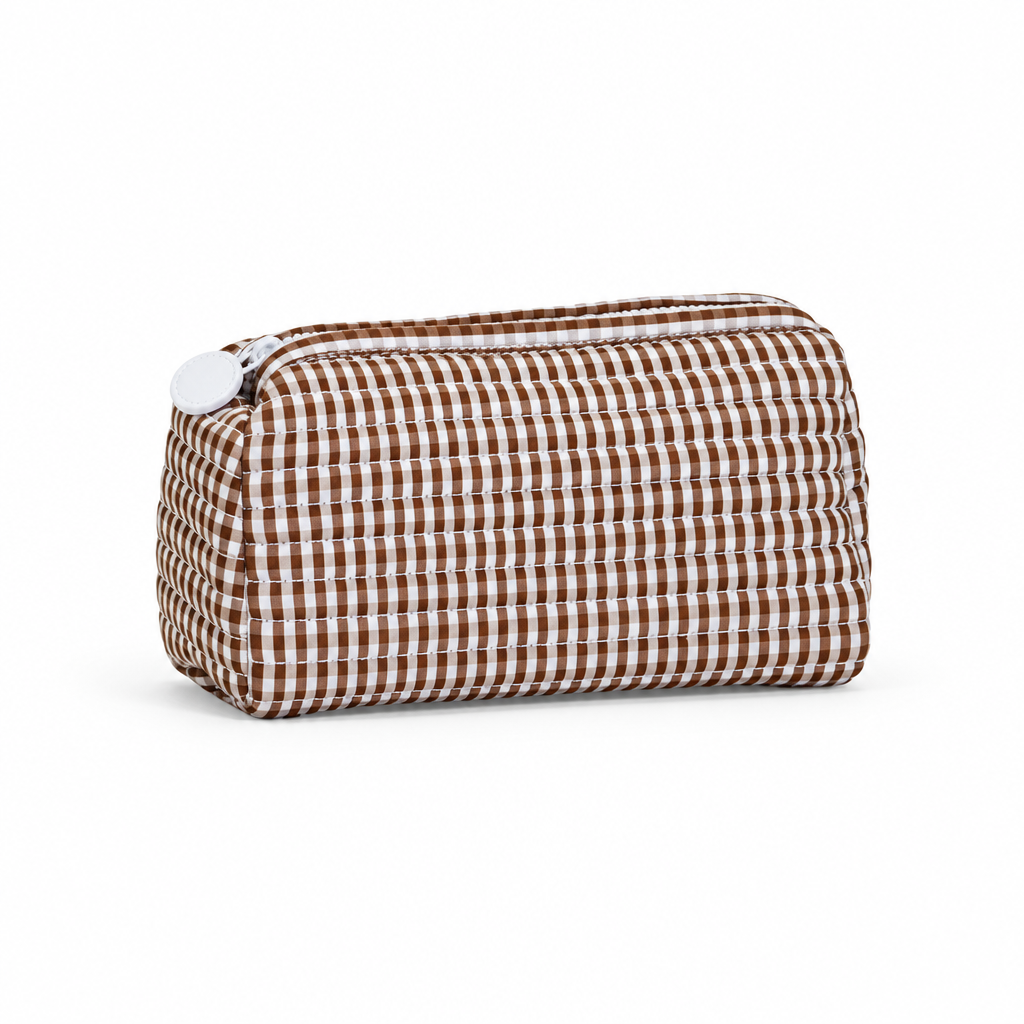 Quilted Pouch- Brown Gingham