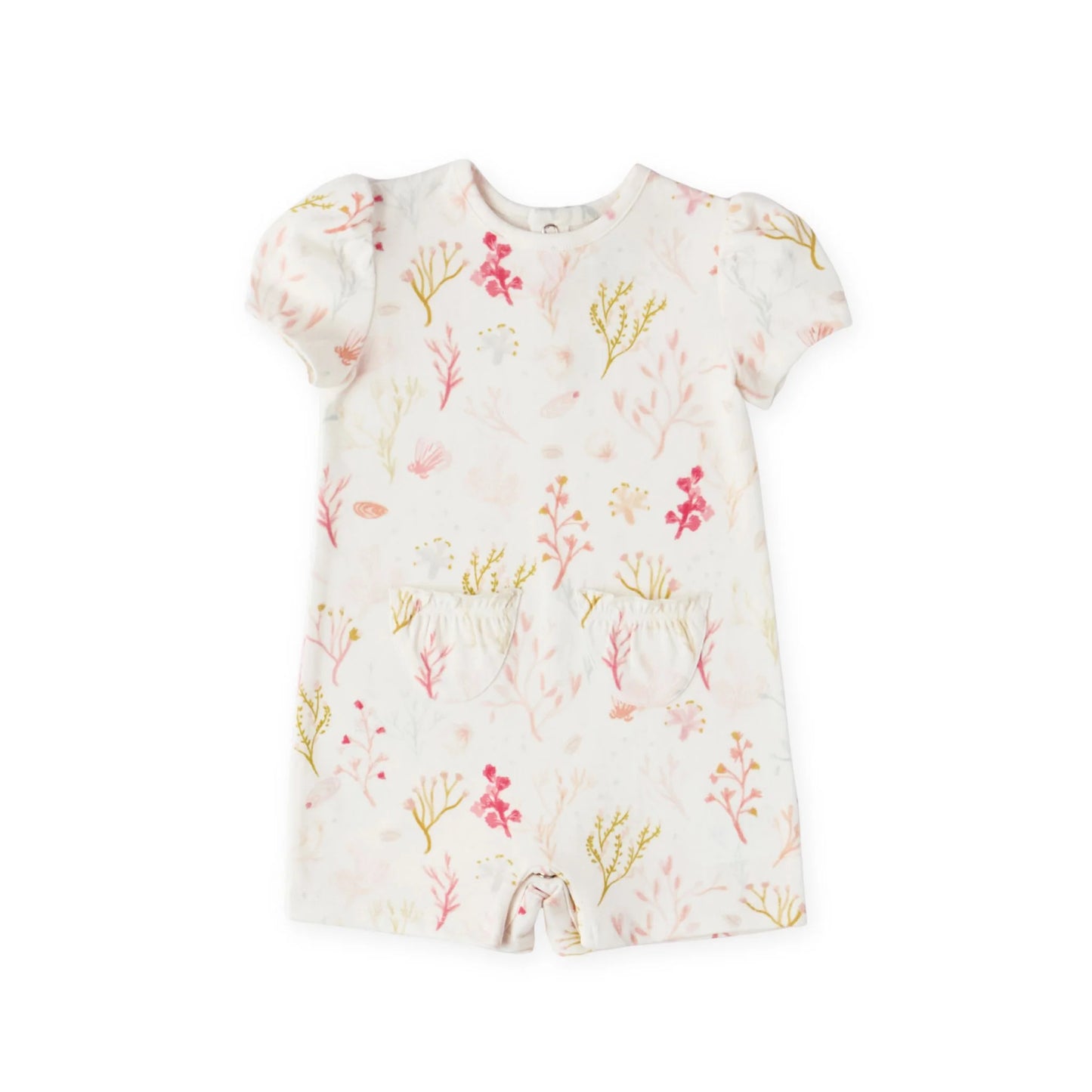 Puff Sleeve Romper - Sea Bloom