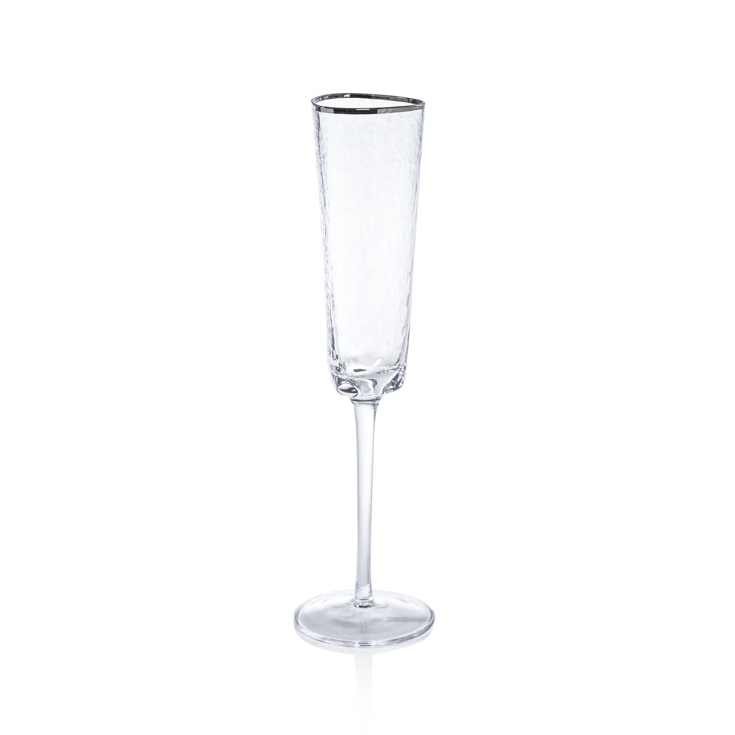 Silver Rimmed Champagne Flute Set
