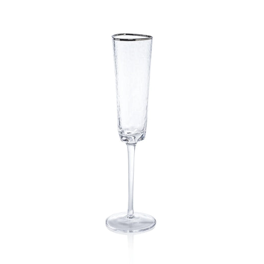 Silver Rimmed Champagne Flute Set
