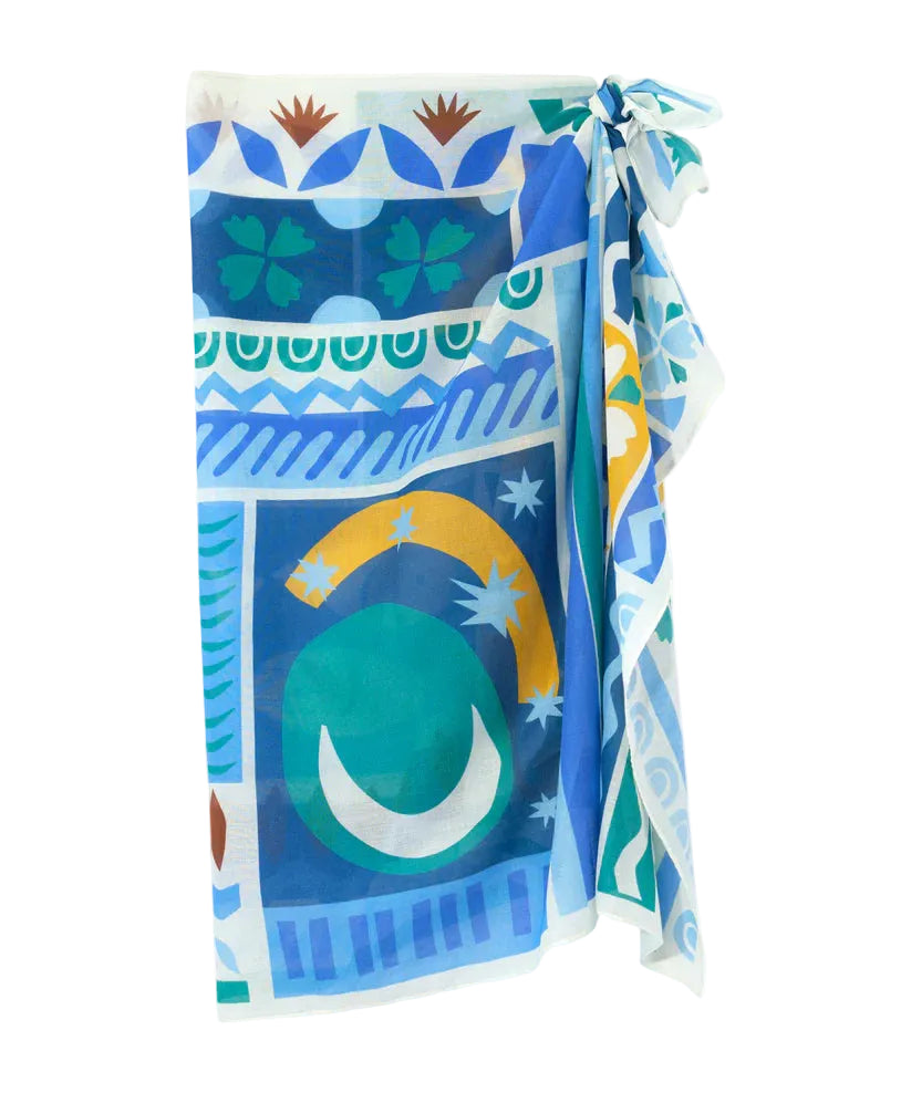 Solstice Collage Sarong- Ultramarine