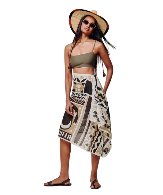 Solstice Collage Sarong- Black