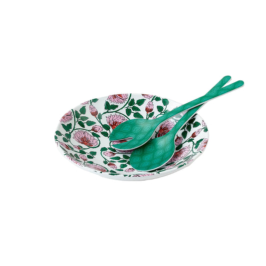 Spice Trail Salad Bowl with Servers - Melamine