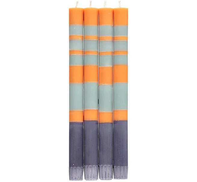 Striped Gunmetal and Opaline Candlesticks