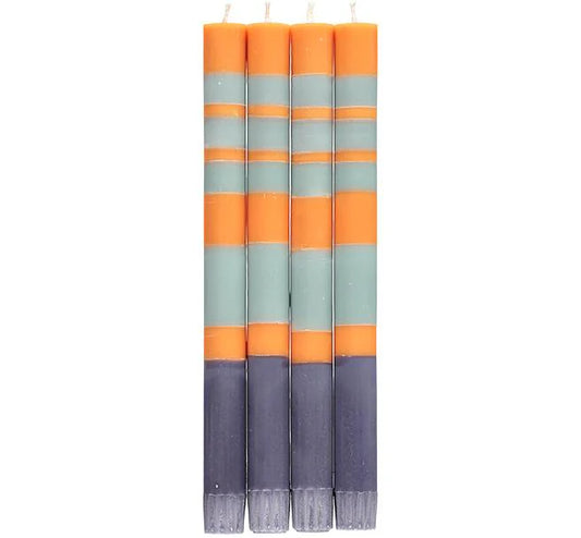Striped Gunmetal and Opaline Candlesticks