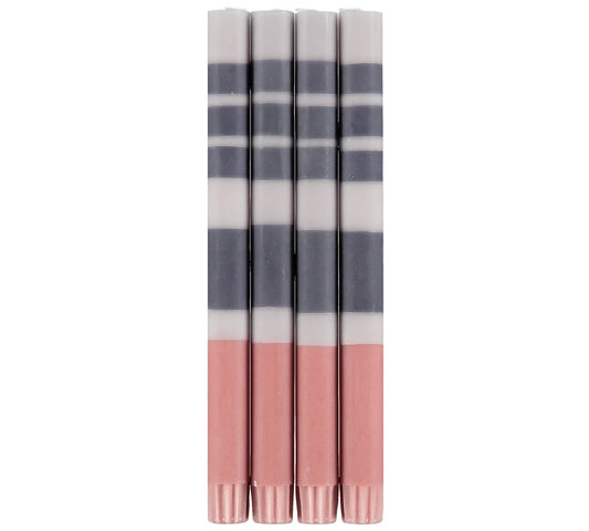 Striped Rose and Grey Candlesticks