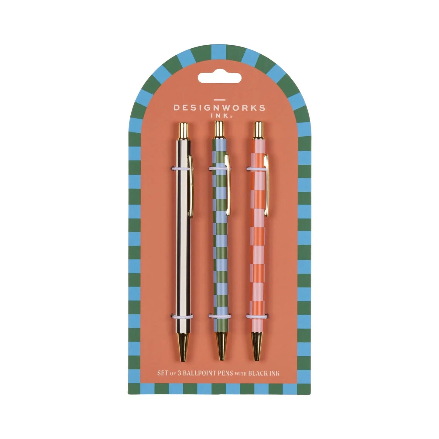 Set of 3 Pen Set- Stripes and Checks