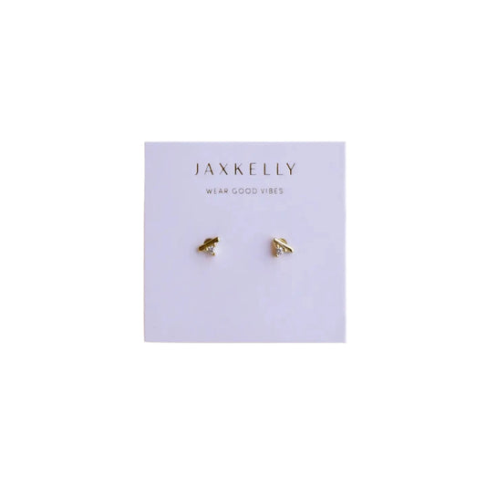 Gold Bar Stone Studs