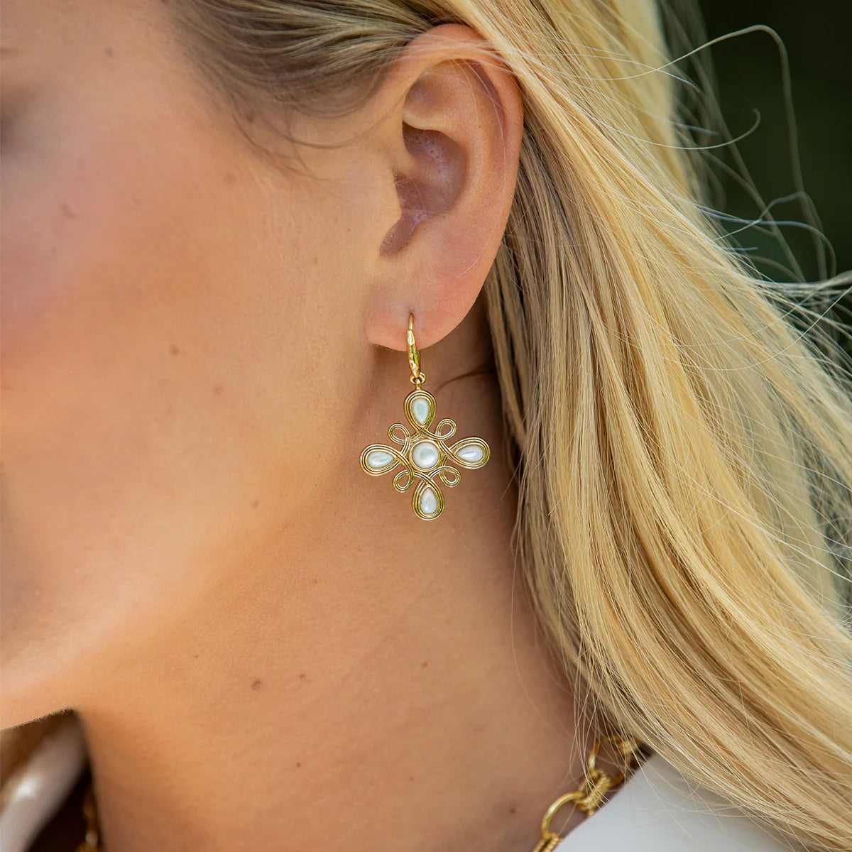 Gem Dangle Earrings- MOP