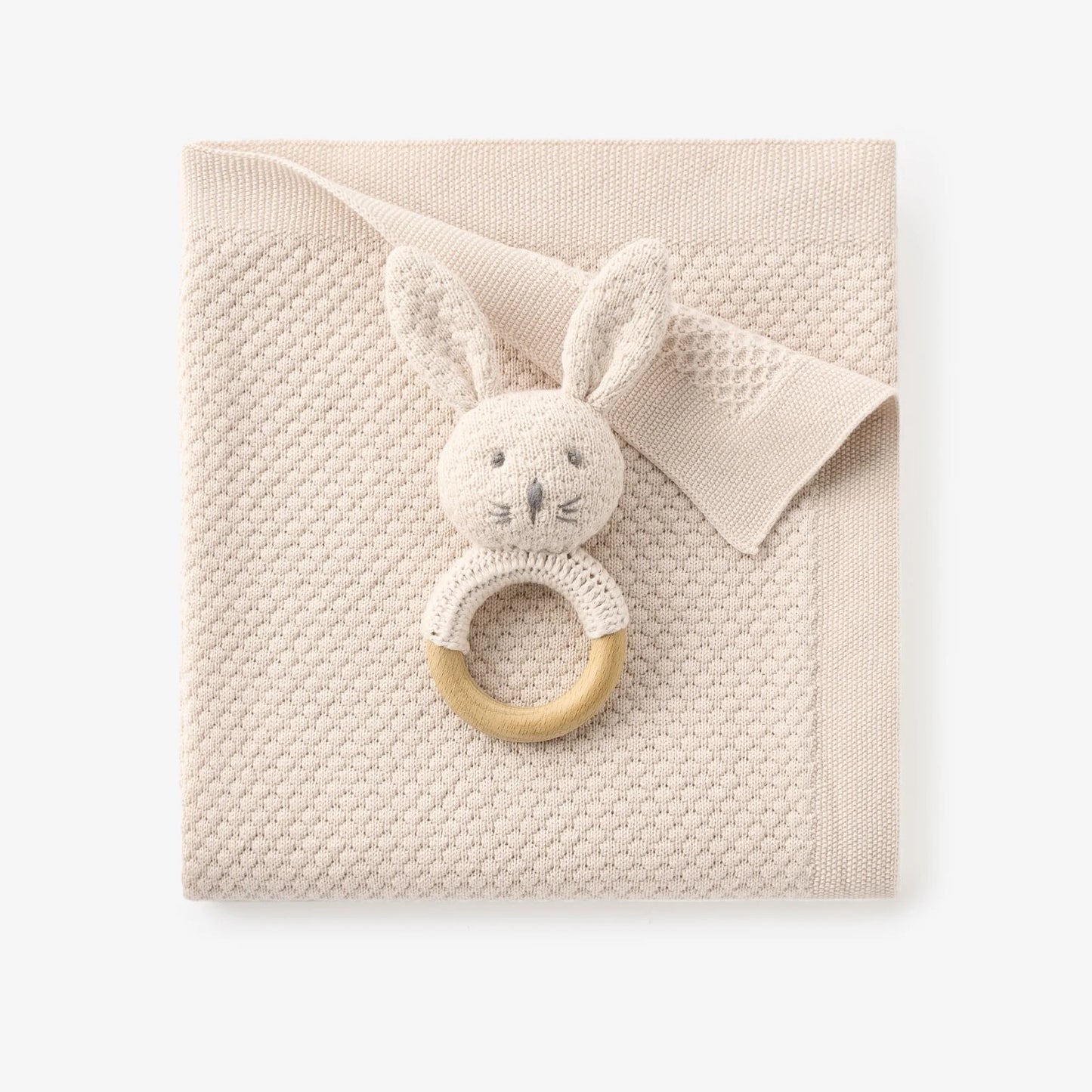 Knit Bunny Rattle-Taupe