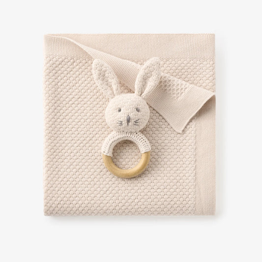 Knit Bunny Rattle-Taupe