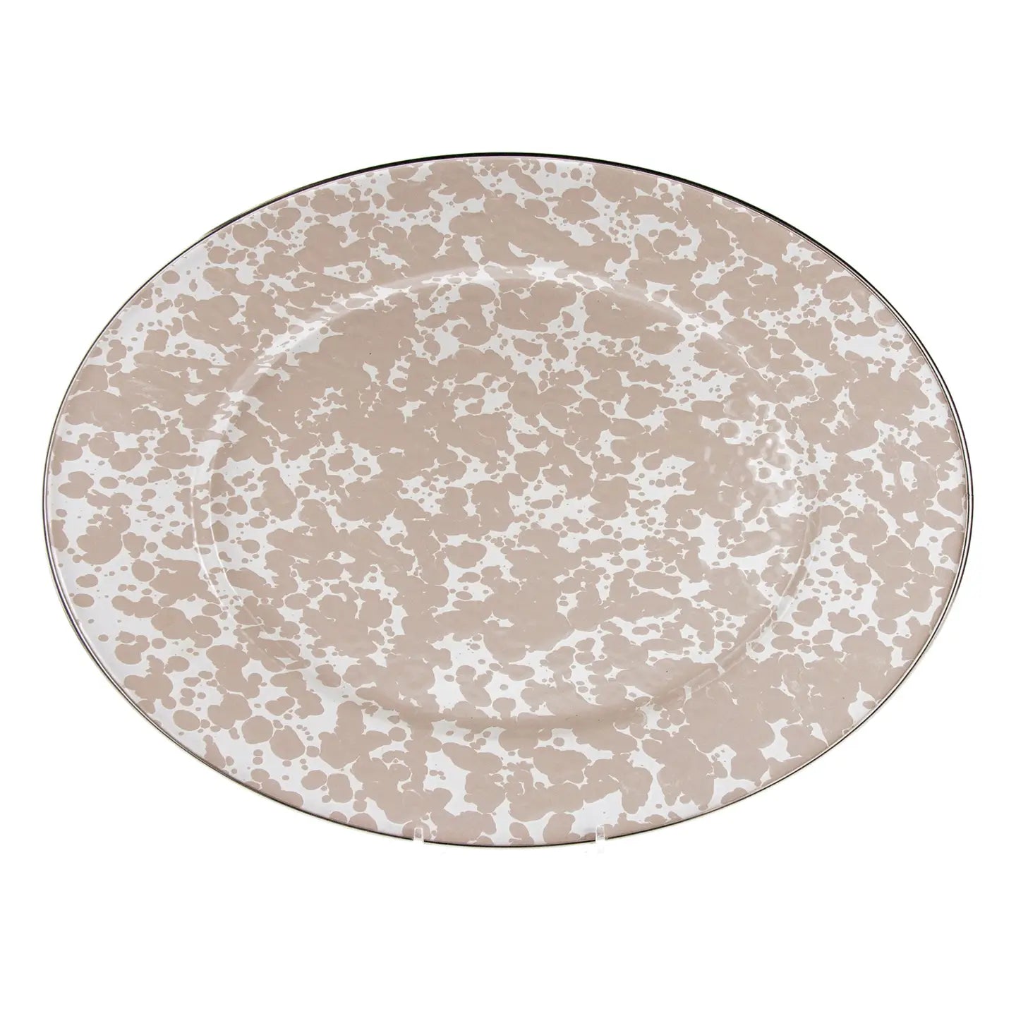Oval Enamel Platter – Taupe Swirl