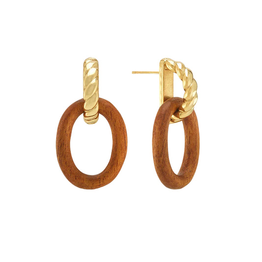 Teak Link Drop Earrings