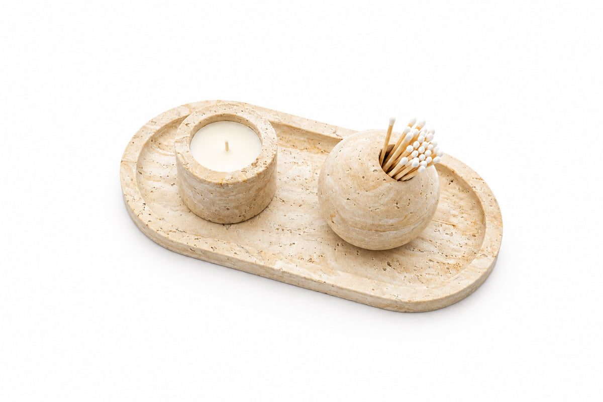 Travertine Oval Tray