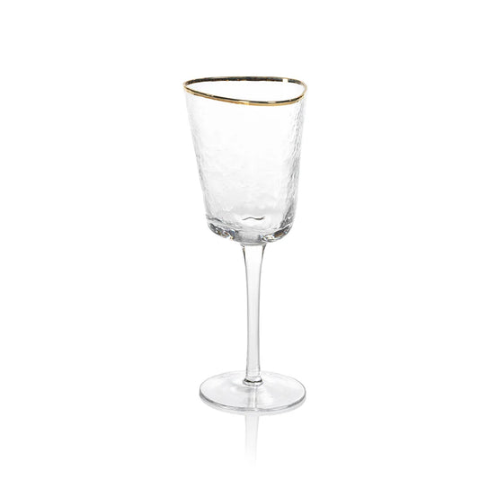 Gold Rimmed Triangular Wine Glasses