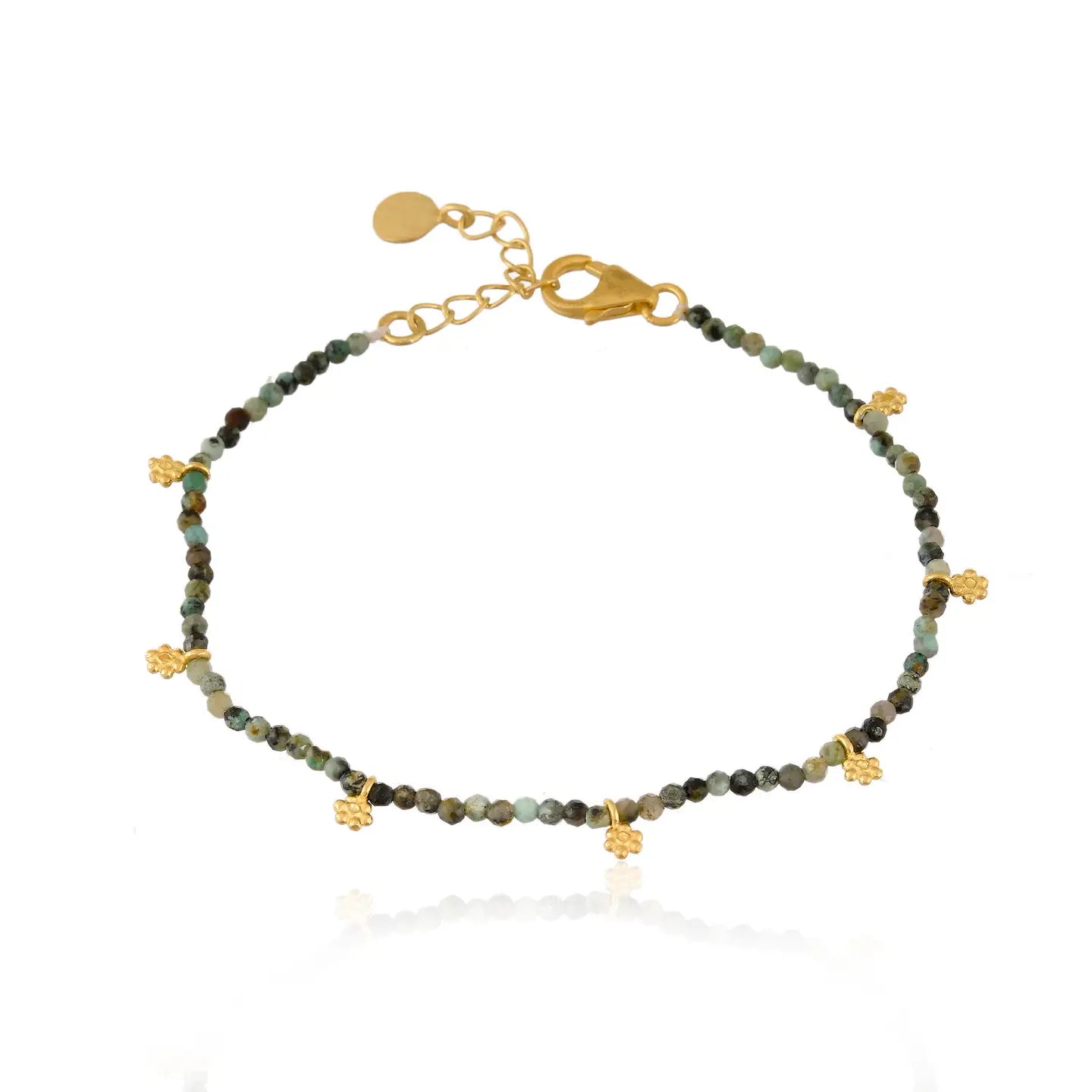 Turquoise Bracelet with Gold Discs