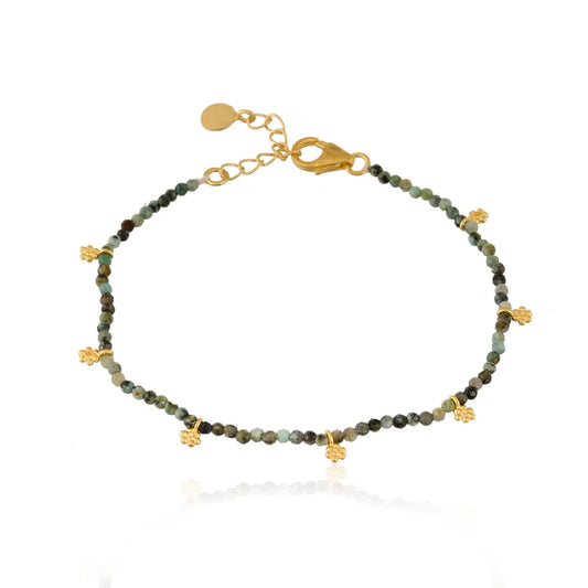 Turquoise Bracelet with Gold Discs