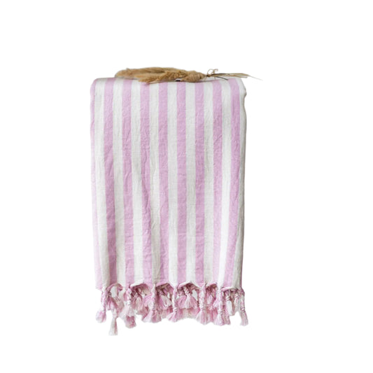 Rustic Vintage Pink Stripe Fouta Towel