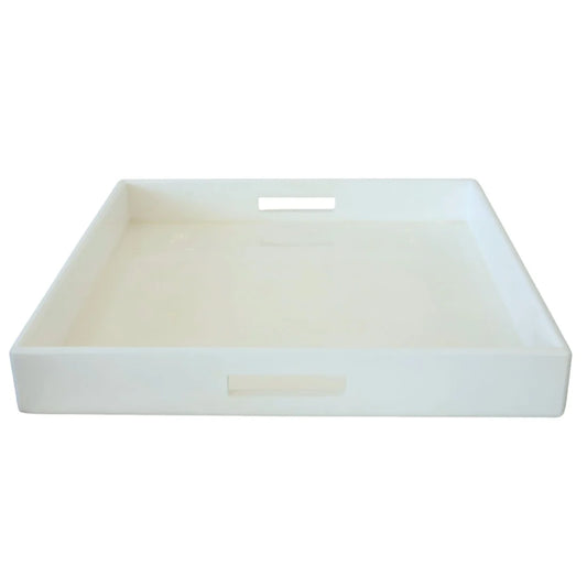 Square White Enamel Tray with Handles