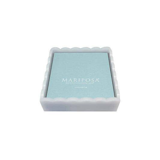 White Scalloped Cocktail Napkin Holder
