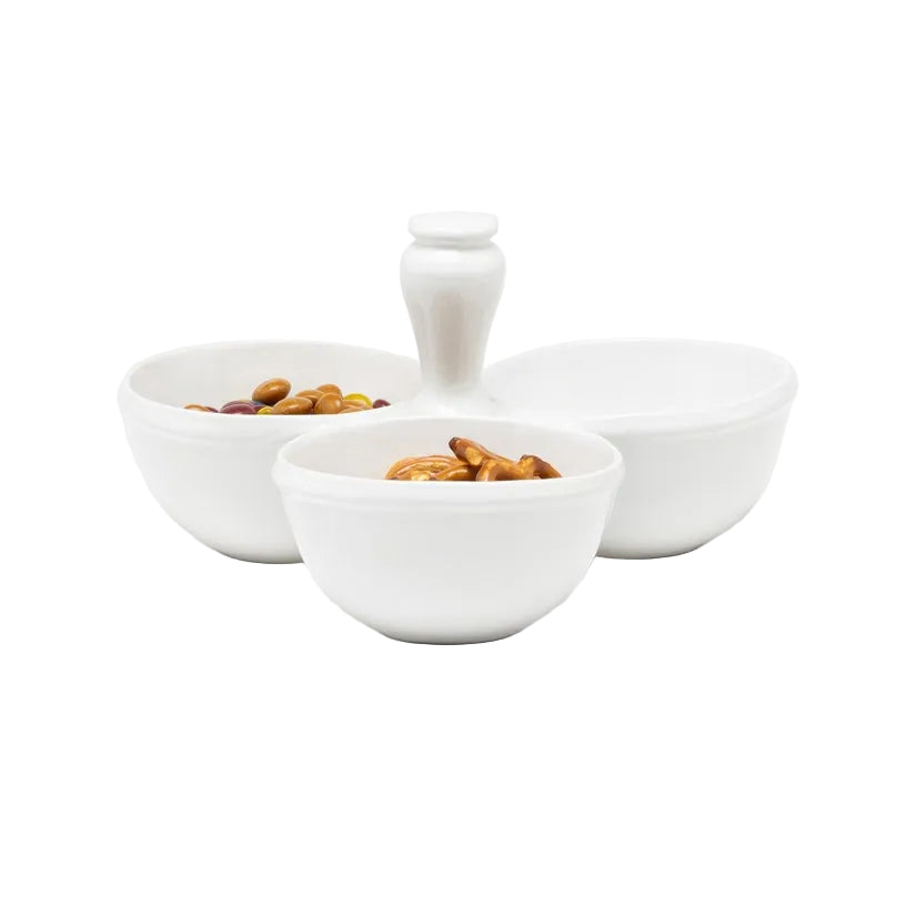 White Stoneware Snack Bowl