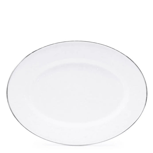 Oval Enamel Platter – White