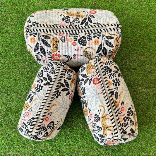 White Floral Cosmetic Bag